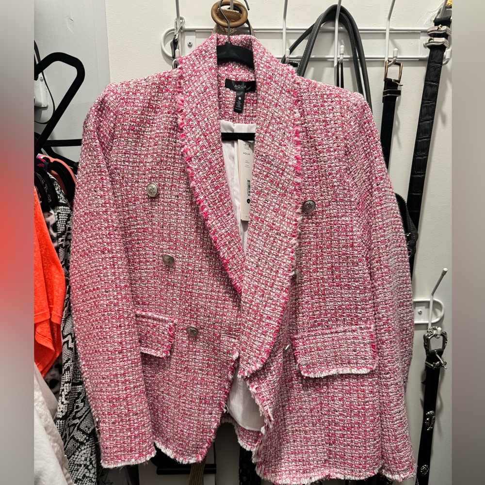 Aqua tweed pink blazer NWT